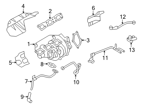 2012 Nissan GT-R Turbocharger Gasket-Man Exhaust Diagram for 14036-JF04A