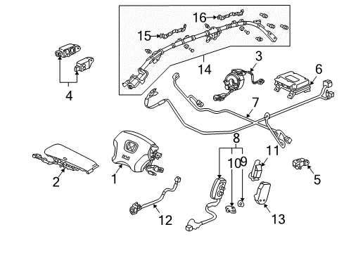 2005 Honda Accord Air Bag Components Sensor Assy., L. Bracket (Trw) Diagram for 77930-SDA-L10