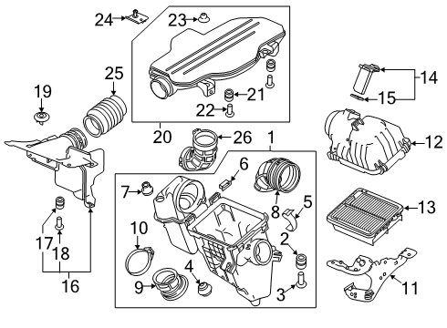 2021 Honda Accord Powertrain Control CLIP, AIR CLEANER Diagram for 17217-RS8-000