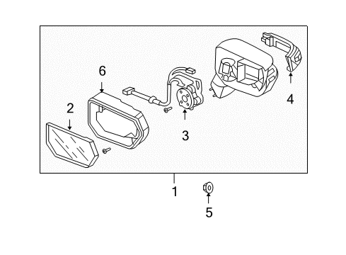 2008 Acura RDX Mirrors Mirror, Passenger Side Diagram for 76203-STK-A01