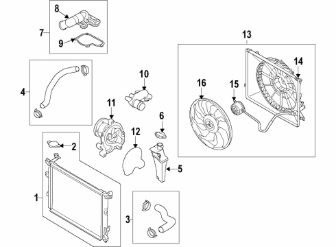 2020 Genesis G90 Cooling System, Radiator, Water Pump, Cooling Fan Flap & Duct Assembly-Active Air Diagram for 86950-D2500