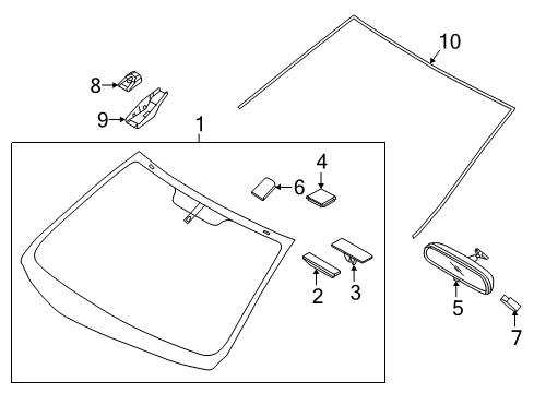 2020 Hyundai Elantra Windshield Glass, Reveal Moldings Unit Assembly-FR View Camera Diagram for 99211-F2000