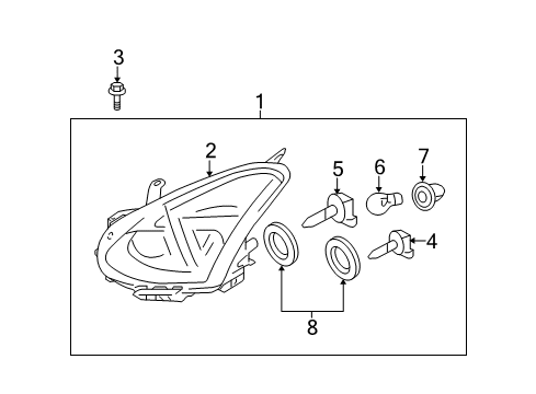 2015 Nissan Rogue Select Headlamps Headlamp Housing Assembly, Passenger Side Diagram for 26025-1VX0A