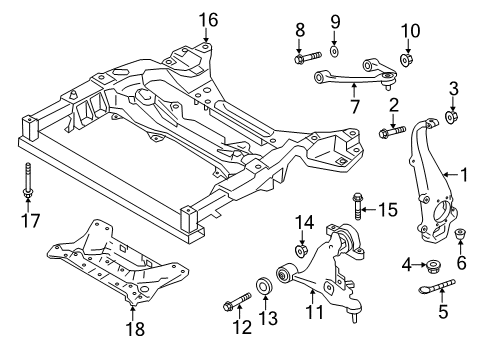 2017 Infiniti Q60 Front Suspension Components, Lower Control Arm, Upper Control Arm, Stabilizer Bar Member Complete-Front Suspension Diagram for 54401-4GA1A