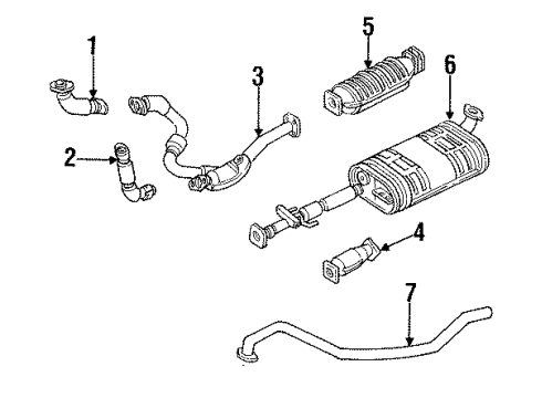 1993 Isuzu Rodeo Exhaust Components Pipe, Exhuast Center Diagram for 8-97081-065-3