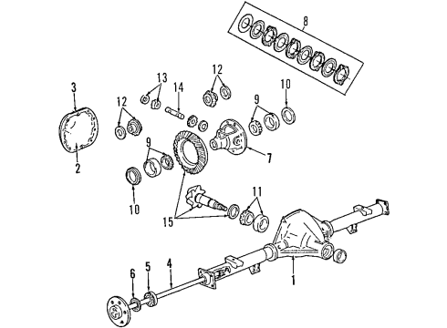 2001 Ford E-150 Econoline Rear Axle, Differential, Propeller Shaft Axle Shafts Diagram for YC2Z-4234-DB