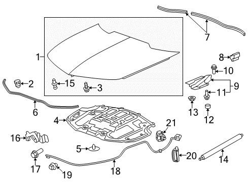 2010 Chevrolet Camaro Hood & Components Cable Pkg-Hood Primary Latch Release)(Includes Handle Diagram for 92234816