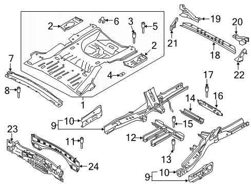 2022 Lincoln Aviator Rear Floor & Rails Spare Bracket Diagram for FU5Z-9647076-A