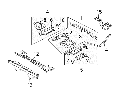 2006 BMW Z4 Rear Floor & Rails Trunk Floor Diagram for 41127838646