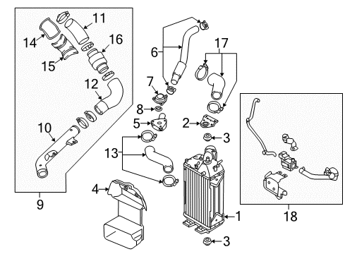 2014 Hyundai Veloster Intercooler Pipe & Hose Assembly-Turbo Changer WATERFEED Diagram for 28250-2B700