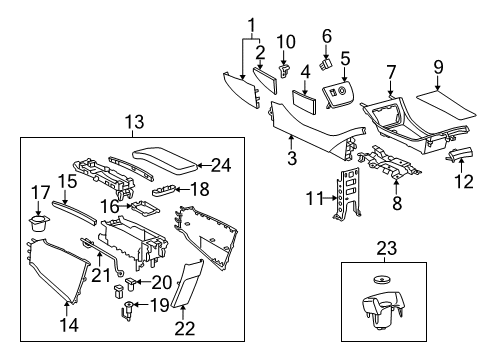 2010 Toyota Prius Console Side Trim Diagram for 58812-47010-B0