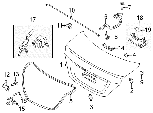 2013 Hyundai Accent Trunk Cover-Trunk Lid Opener Diagram for 81235-1R000