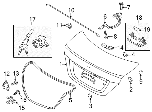 2013 Hyundai Accent Trunk Hinge Assembly-Trunk Lid, RH Diagram for 79220-1R000