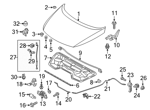 2013 Kia Sportage Switches Clip-Hood Stay Rod Diagram for 8117421010