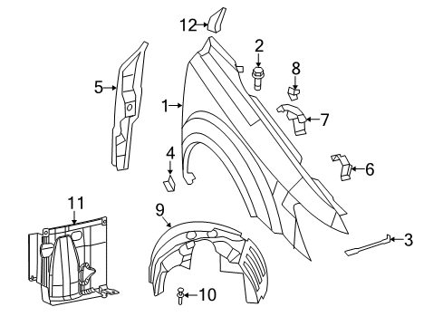 2016 Dodge Journey Fender & Components, Exterior Trim Shield-Splash Diagram for 5116279AE