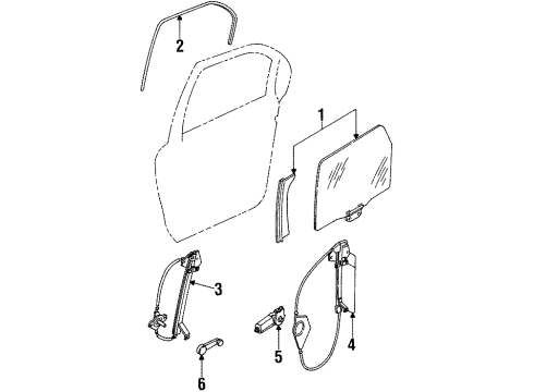 2000 Ford Contour Front Door Run Channel Diagram for F5RZ5425767A