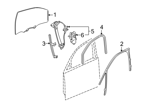 2006 Chevrolet Impala Rear Door Window Regulator Diagram for 22894022