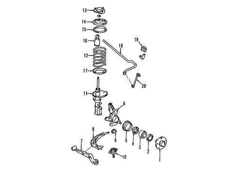 1992 Toyota Previa Front Suspension Components, Lower Control Arm, Stabilizer Bar Inner Seal Diagram for 90311-56014