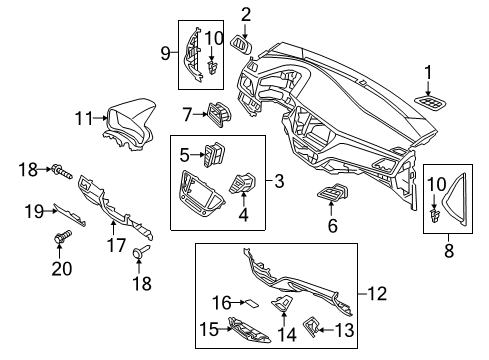 2018 Hyundai Accent Cluster & Switches, Instrument Panel Panel Assembly-Cluster Facia Diagram for 84830-J0000-TRY