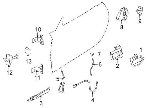 2010 BMW Z4 Door & Components Door Opener, Aluminium., Long.Ground, Right Diagram for 51419167032