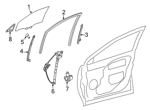 2021 Toyota Venza Front Door Guide Channel Diagram for 67401-48010