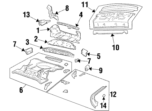 1997 Chevrolet Monte Carlo Rear Body Panel, Floor & Rails Bracket Asm-Rear Bumper Energy Abs Diagram for 10186740