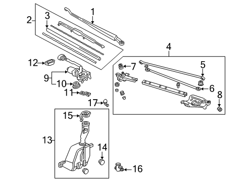 1995 Acura Integra Wiper & Washer Components Rod Unit A Diagram for 76540-SR3-003