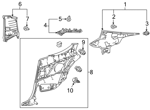 2015 Lexus RC350 Interior Trim - Quarter Panels GARNISH Assembly, Center Pillar Diagram for 62410-24040-B1