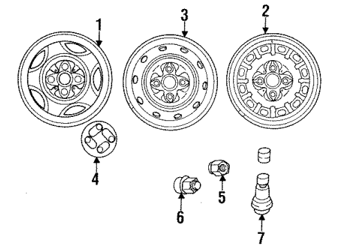 1996 Dodge Neon Wheels & Trim Steel Wheel Diagram for 4684697AB
