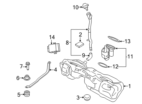2014 BMW ActiveHybrid 3 Fuel Supply Plastic Fuel Tank Diagram for 16117294611