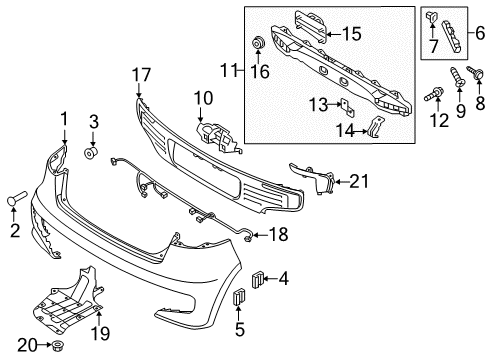 2016 Kia Rio Rear Bumper Reinforcement-Rear Bumper Upper Diagram for 866191W700