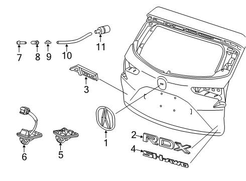 2019 Acura RDX Parking Aid Sensor Assembly, Parking (Gunmetal Metallic) (With Clip) Diagram for 39680-TEX-Y41ZM