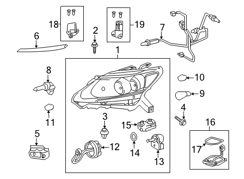 2010 Lexus HS250h Bulbs Bracket, Front Bumper, LH Diagram for 52134-75020