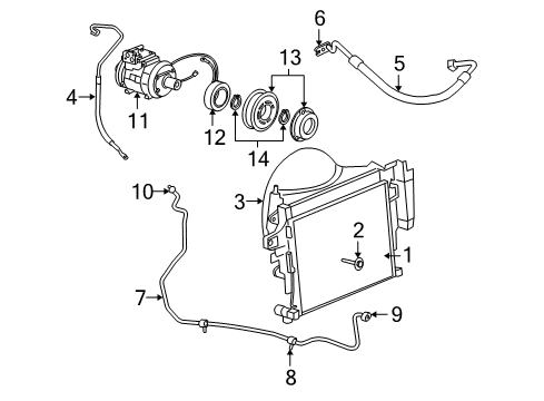 2009 Jeep Grand Cherokee A/C Condenser, Compressor & Lines PULLEY-A/C Compressor Diagram for 68000599AA