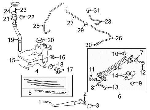 2020 Toyota 86 Wiper & Washer Components Front Wiper Blade Diagram for 85222-53071