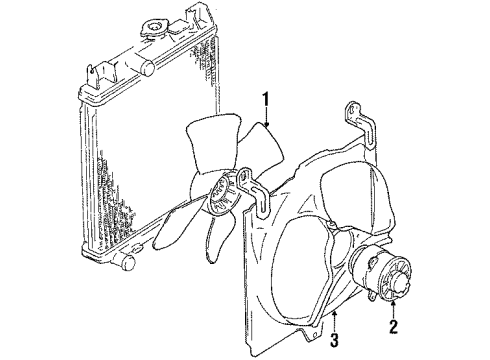 1991 Geo Metro Cooling System, Radiator, Water Pump, Cooling Fan Shroud Diagram for 96060150