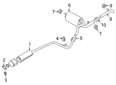 2020 Ford Transit Connect Exhaust Components Front Muffler Diagram for KV6Z-5E212-G