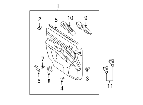 2007 Hyundai Santa Fe Front Door Panel Complete-Front Door Trim, LH Diagram for 82301-0W010-J4