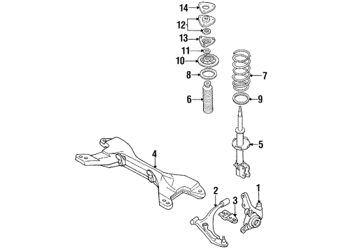 1998 Nissan Sentra Front Suspension Components, Lower Control Arm, Stabilizer Bar Bracket-Front STRUT Mounting I Diagram for 54322-F4100