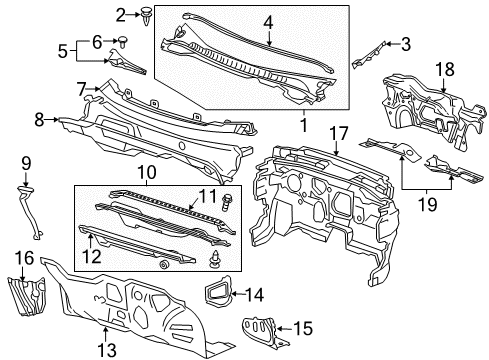 2014 Cadillac ELR Cowl Insulator Diagram for 20970678