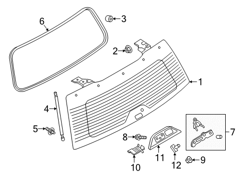 2020 Lincoln Navigator Lift Gate - Glass & Hardware Lift Gate Glass Bumper Diagram for -W719758-S300