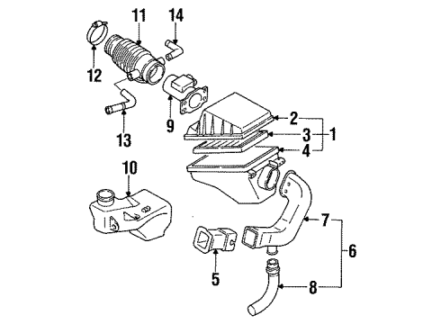 1994 Nissan Maxima Powertrain Control Duct Assembly-Air Diagram for 16554-97E00