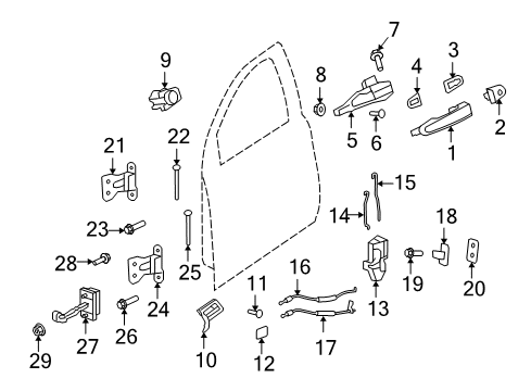 2008 Pontiac G8 Front Door - Lock & Hardware Lower Hinge Diagram for 92294327