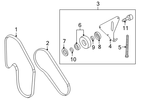 2002 Infiniti QX4 Belts & Pulleys Bracket-Idler Pulley Diagram for 11926-4W00A