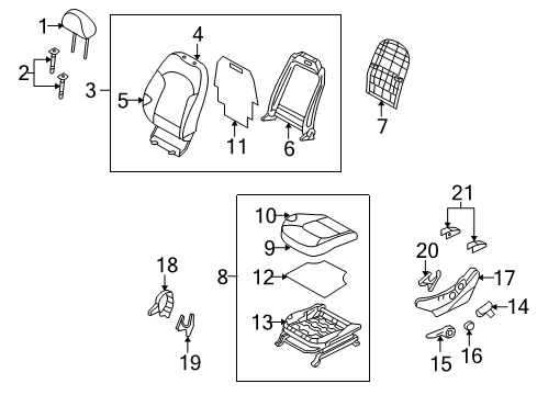 2015 Hyundai Tucson Driver Seat Components Headrest Assembly-Front Seat Diagram for 88700-2S300-T5M