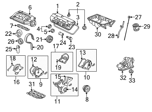 2003 Honda Pilot Intake Manifold Gasket, Front Injector Base Diagram for 17055-P8E-A01