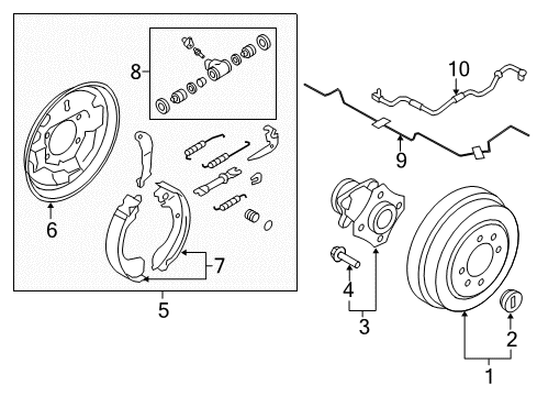 2014 Nissan NV200 Rear Brakes Piston Cylinder Diagram for 44108-3LM0A