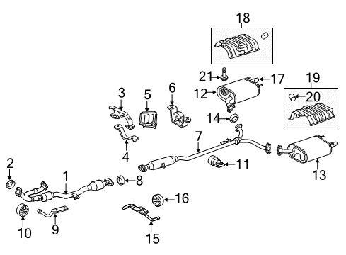 2013 Toyota Camry Exhaust Components Rear Muffler Diagram for 17430-0P290