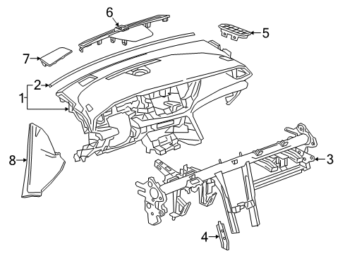 2019 Buick Regal TourX Cluster & Switches, Instrument Panel Instrument Panel Diagram for 39118071