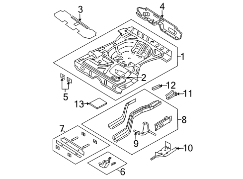 2000 Plymouth Neon Rear Body - Floor & Rails Pan-Floor Diagram for 5066462AB